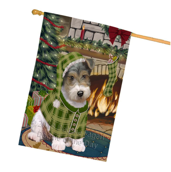 The Stocking was Hung Wire Fox Terrier Dog House Flag FLG56093