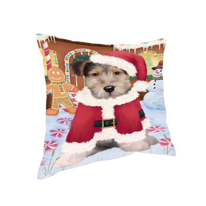 Christmas Gingerbread House Candyfest Wire Fox Terrier Dog Pillow PIL80700