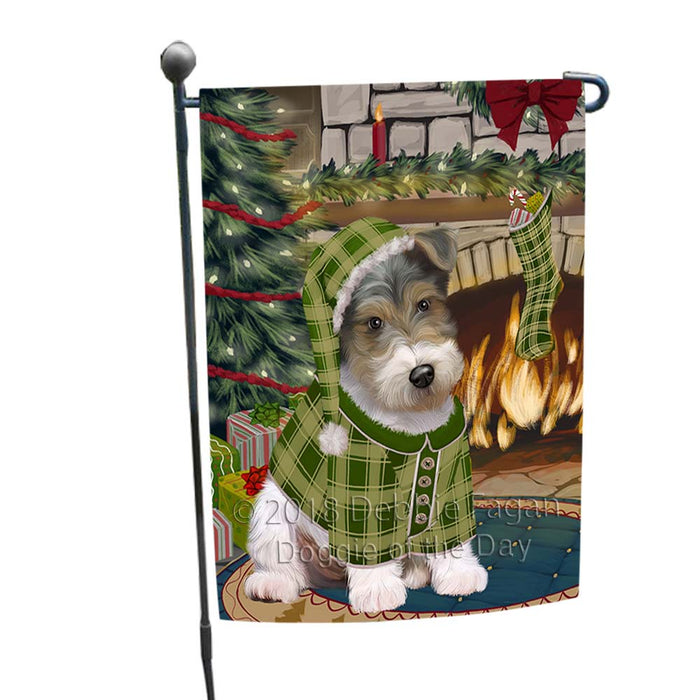 The Stocking was Hung Wire Fox Terrier Dog Garden Flag GFLG55957