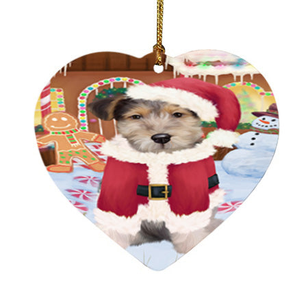 Christmas Gingerbread House Candyfest Wire Fox Terrier Dog Heart Christmas Ornament HPOR56958