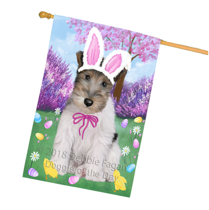 Easter Holiday Wire Fox Terrier Dog House Flag FLG57642