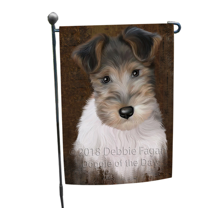 Rustic Wire Fox Terrier Dog Garden Flag GFLG54568