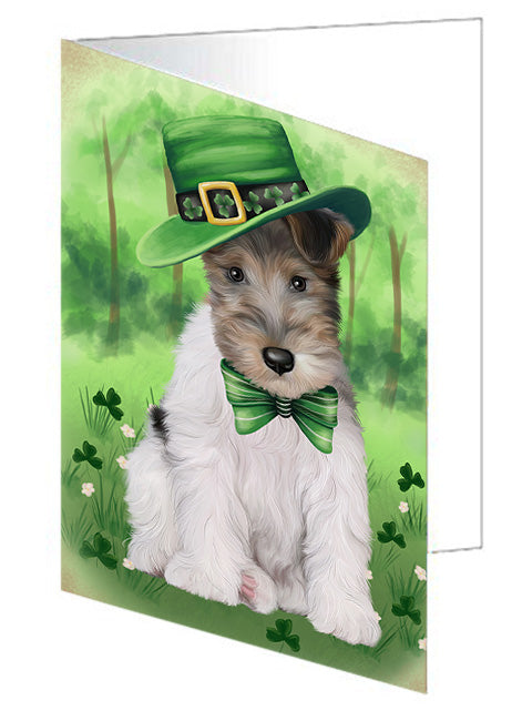 St. Patricks Day Irish Portrait Wire Fox Terrier Dog Handmade Artwork Assorted Pets Greeting Cards and Note Cards with Envelopes for All Occasions and Holiday Seasons GCD76700
