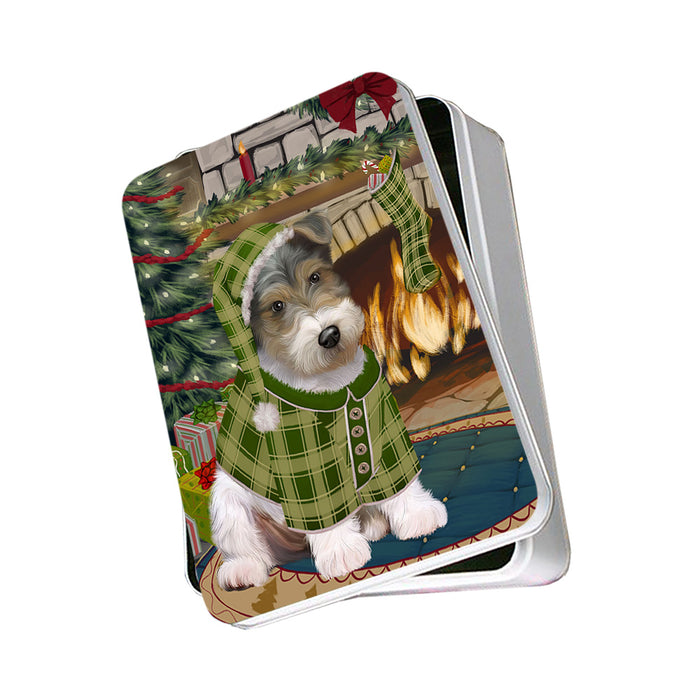 The Stocking was Hung Wire Fox Terrier Dog Photo Storage Tin PITN55607