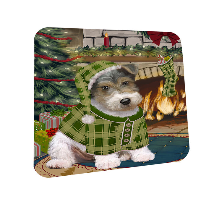 The Stocking was Hung Wire Fox Terrier Dog Coasters Set of 4 CST55622