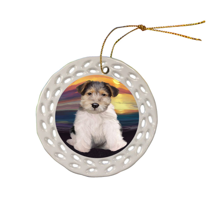 Wire Fox Terrier Dog Ceramic Doily Ornament DPOR52810