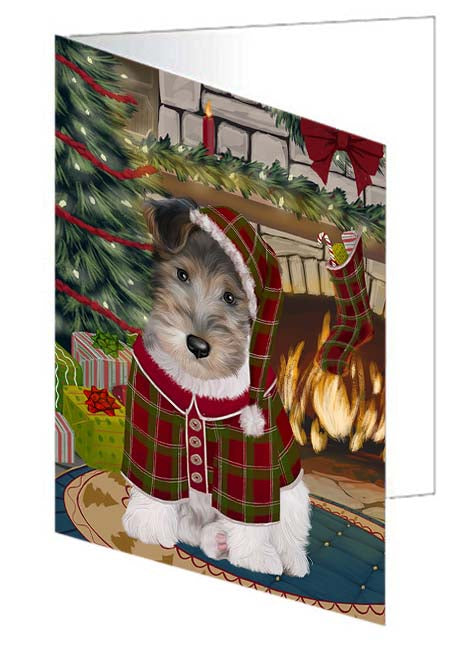 The Stocking was Hung Wire Fox Terrier Dog Handmade Artwork Assorted Pets Greeting Cards and Note Cards with Envelopes for All Occasions and Holiday Seasons GCD71510