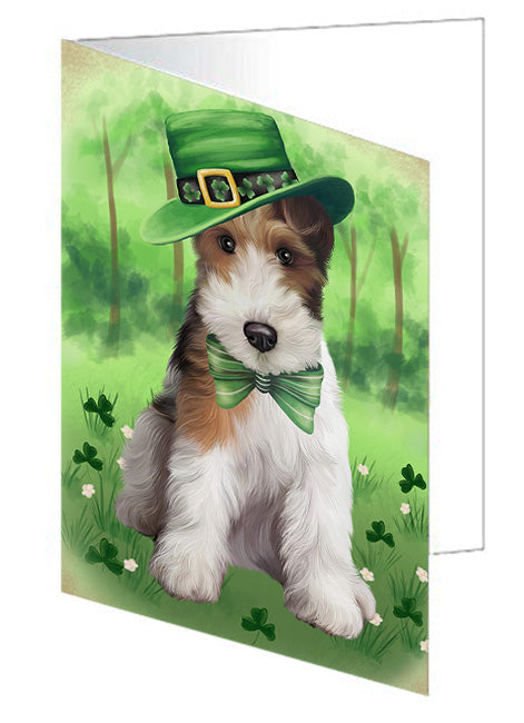 St. Patricks Day Irish Portrait Wire Fox Terrier Dog Handmade Artwork Assorted Pets Greeting Cards and Note Cards with Envelopes for All Occasions and Holiday Seasons GCD76703