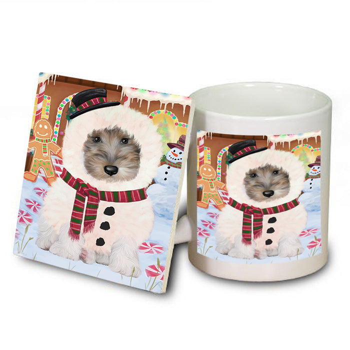 Christmas Gingerbread House Candyfest Wire Fox Terrier Dog Mug and Coaster Set MUC56595