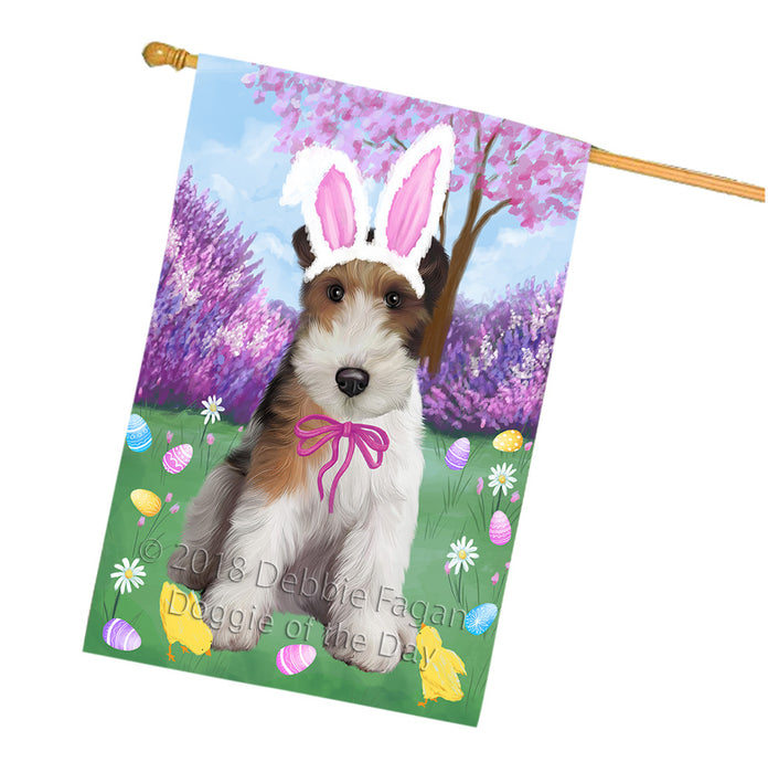 Easter Holiday Wire Fox Terrier Dog House Flag FLG57643