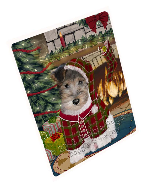 The Stocking was Hung Wire Fox Terrier Dog Large Refrigerator / Dishwasher Magnet RMAG96258