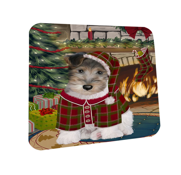 The Stocking was Hung Wire Fox Terrier Dog Coasters Set of 4 CST55623