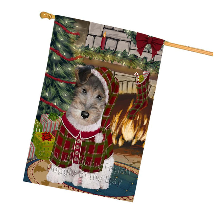 The Stocking was Hung Wire Fox Terrier Dog House Flag FLG56094