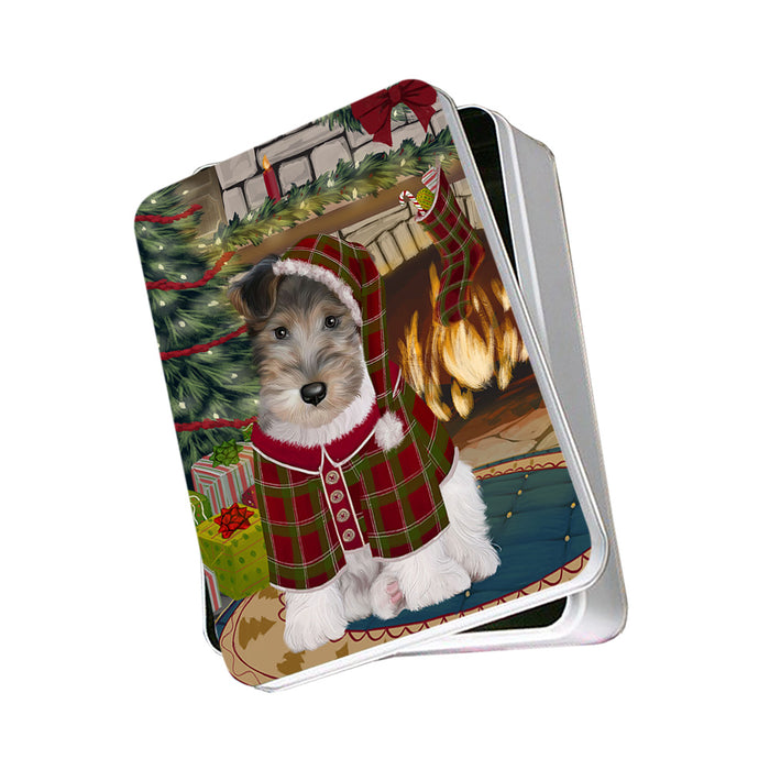 The Stocking was Hung Wire Fox Terrier Dog Photo Storage Tin PITN55608