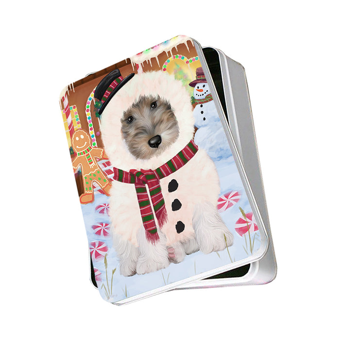 Christmas Gingerbread House Candyfest Wire Fox Terrier Dog Photo Storage Tin PITN56546