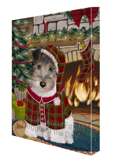 The Stocking was Hung Wire Fox Terrier Dog Canvas Print Wall Art Décor CVS120914