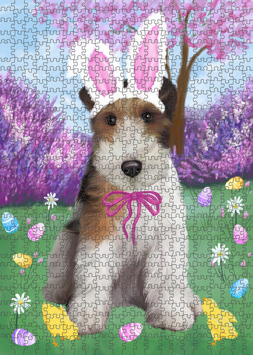 Easter Holiday Wire Fox Terrier Dog Puzzle with Photo Tin PUZL96064