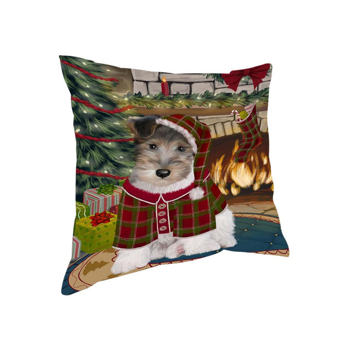 The Stocking was Hung Wire Fox Terrier Dog Pillow PIL71588