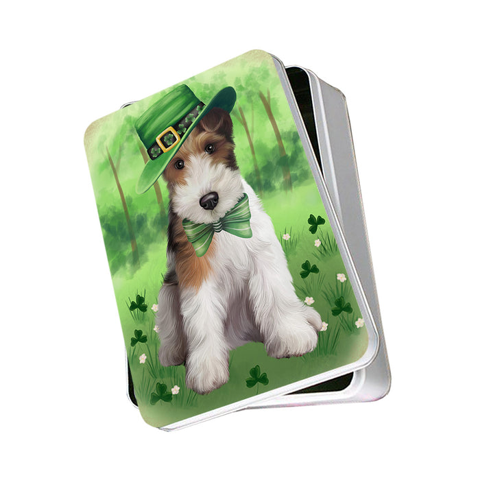 St. Patricks Day Irish Portrait Wire Fox Terrier Dog Photo Storage Tin PITN57006
