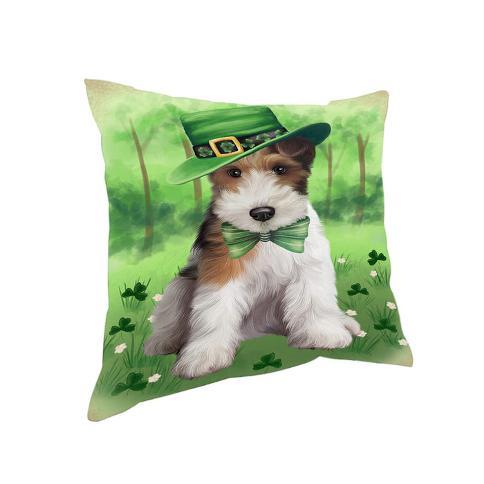 St. Patricks Day Irish Portrait Wire Fox Terrier Dog Pillow PIL86364