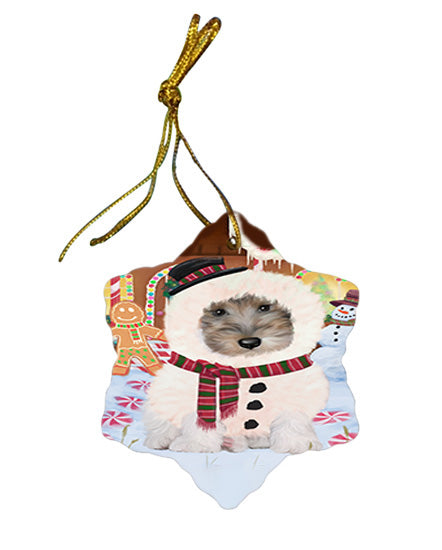 Christmas Gingerbread House Candyfest Wire Fox Terrier Dog Star Porcelain Ornament SPOR56959