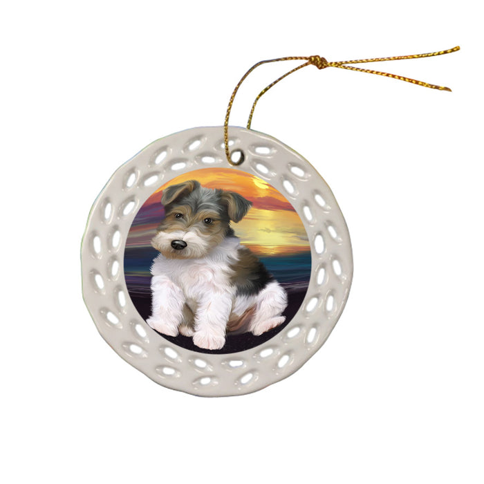 Wire Fox Terrier Dog Ceramic Doily Ornament DPOR52811