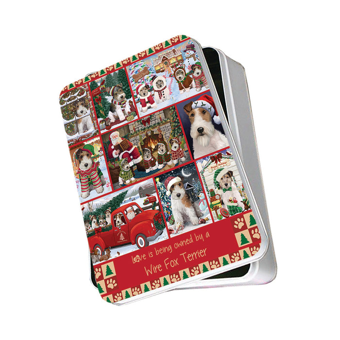 Love is Being Owned Christmas Wire Fox Terrier Dogs Photo Storage Tin PITN57211