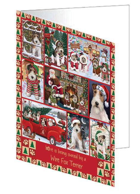 Love is Being Owned Christmas Wire Fox Terrier Dogs Handmade Artwork Assorted Pets Greeting Cards and Note Cards with Envelopes for All Occasions and Holiday Seasons GCD79031