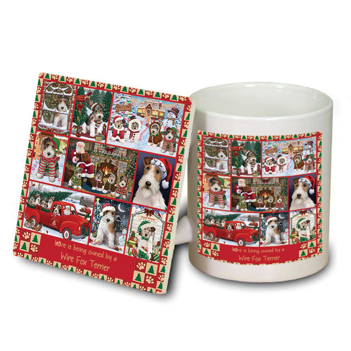 Love is Being Owned Christmas Wire Fox Terrier Dogs Mug and Coaster Set MUC57260