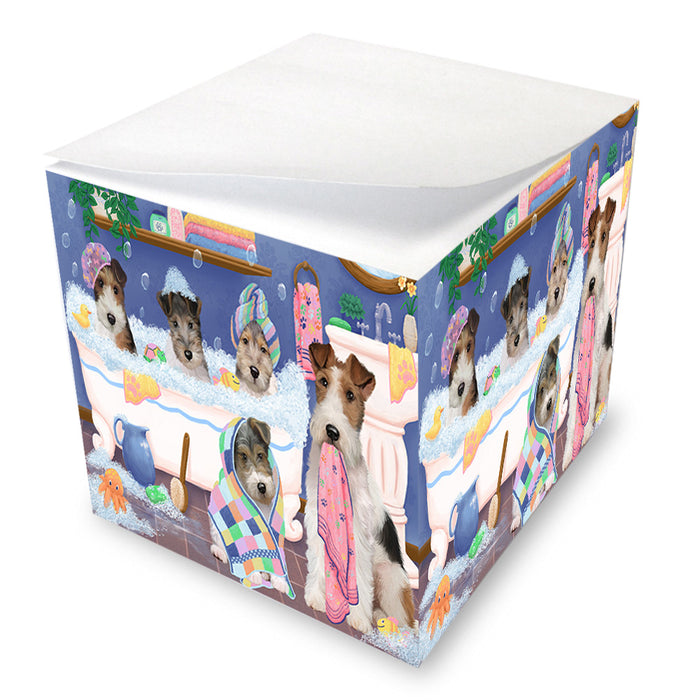 Rub A Dub Dogs In A Tub Wire Fox Terriers Dog Note Cube NOC54908