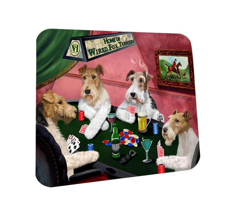 Home of Wire Fox Terrier 4 Dogs Playing Poker Coasters Set of 4 CST54308