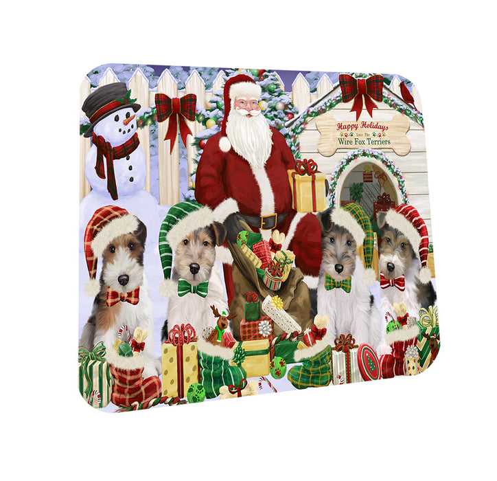 Christmas Dog House Wire Fox Terriers Dog Coasters Set of 4 CST52572