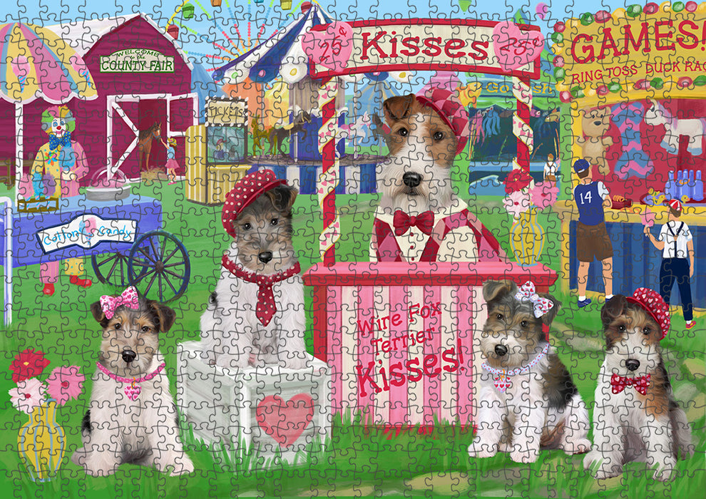 Carnival Kissing Booth Wire Fox Terriers Dog Puzzle with Photo Tin PUZL92408