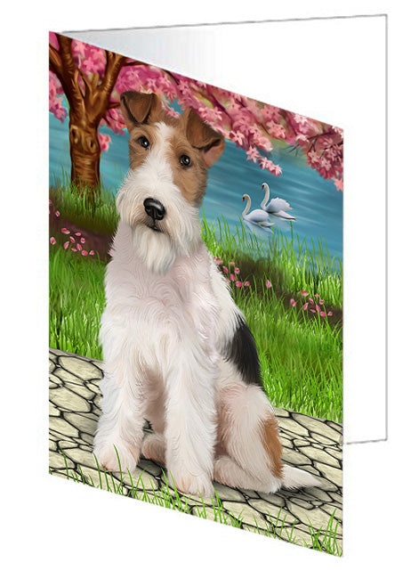 Wire Fox Terrier Dog Handmade Artwork Assorted Pets Greeting Cards and Note Cards with Envelopes for All Occasions and Holiday Seasons GCD62297