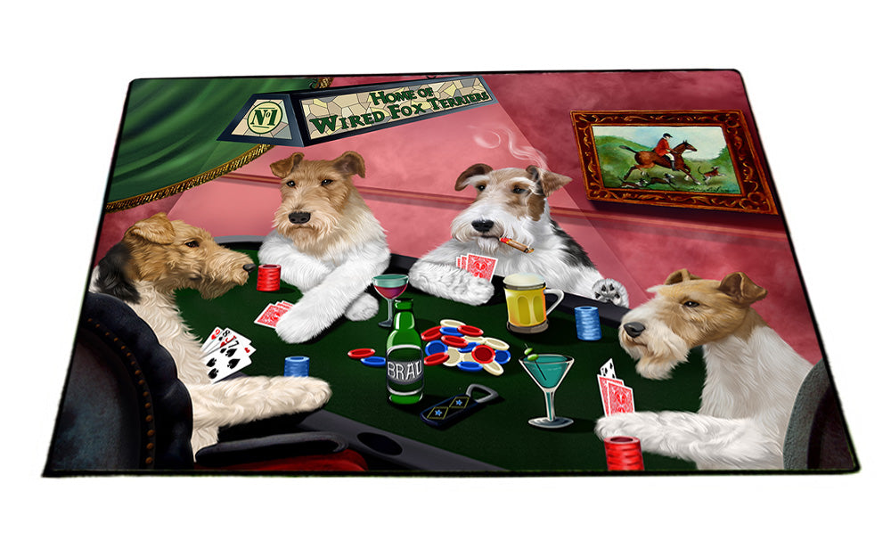 Home of Wire Fox Terrier 4 Dogs Playing Poker Floormat FLMS54583