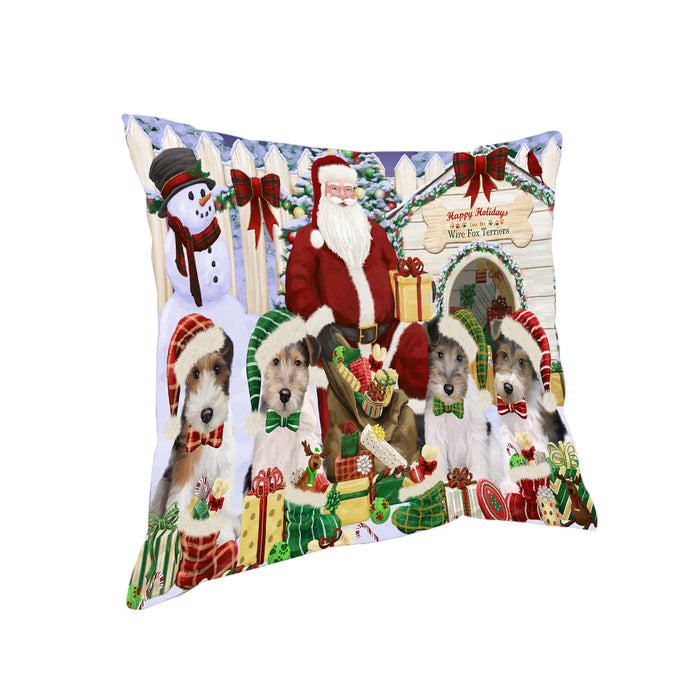Christmas Dog House Wire Fox Terriers Dog Pillow PIL66608