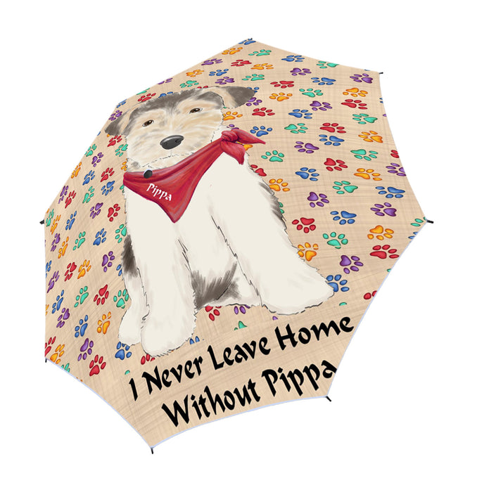 Custom Pet Name Personalized I never Leave Home Wire Fox Terrier Dog Semi-Automatic Foldable Umbrella