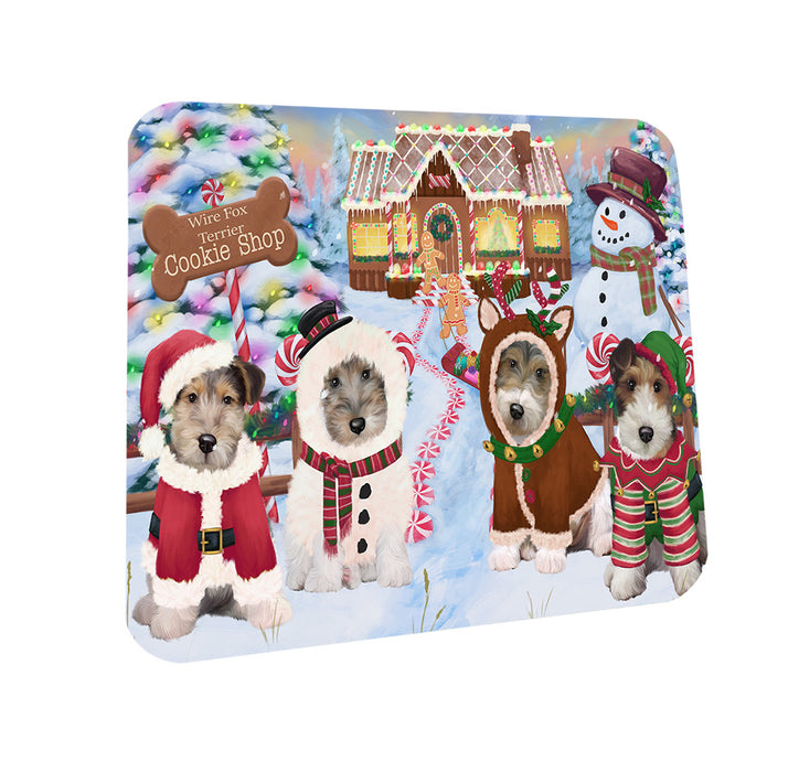 Holiday Gingerbread Cookie Shop Wire Fox Terriers Dog Coasters Set of 4 CST56591