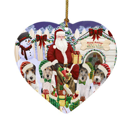 Christmas Dog House Wire Fox Terriers Dog Heart Christmas Ornament HPOR52613