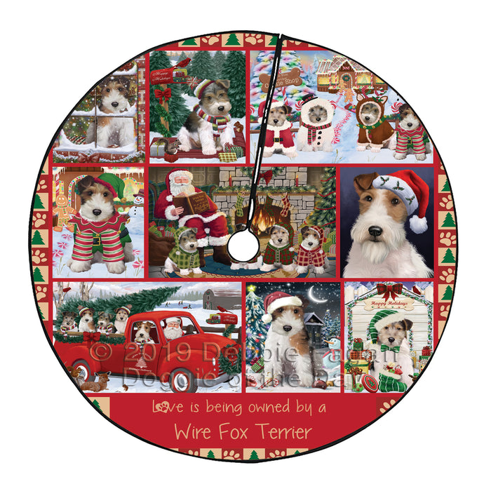 Love is Being Owned Christmas Wire Fox Terrier Dogs Tree Skirt
