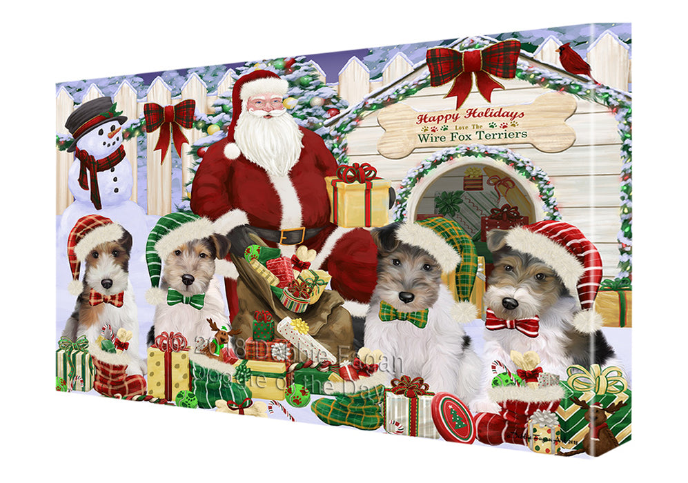 Christmas Dog House Wire Fox Terriers Dog Canvas Print Wall Art Décor CVS90314