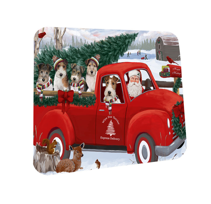 Christmas Santa Express Delivery Wire Fox Terriers Dog Family Coasters Set of 4 CST55038