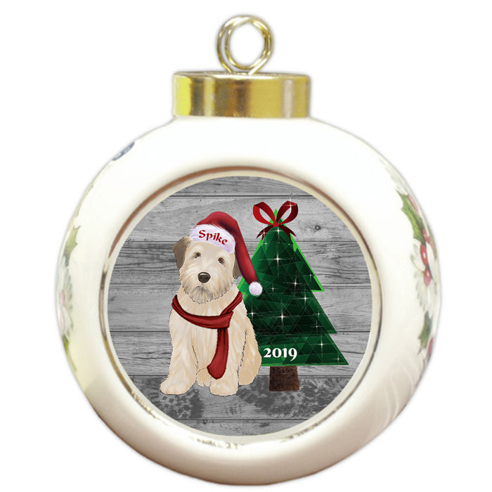 Custom Personalized Wire Fox Terrier Dog Glassy Classy Christmas Round Ball Ornament