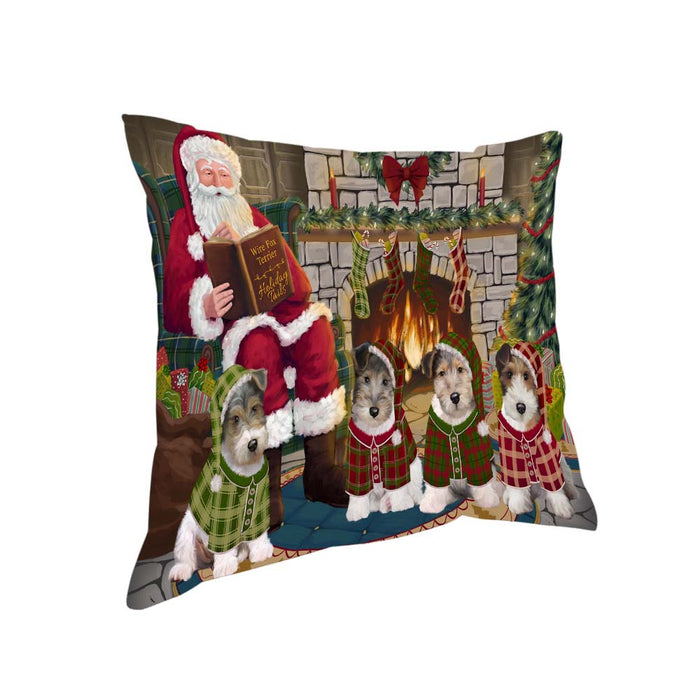 Christmas Cozy Holiday Tails Wire Fox Terriers Dog Pillow PIL70532