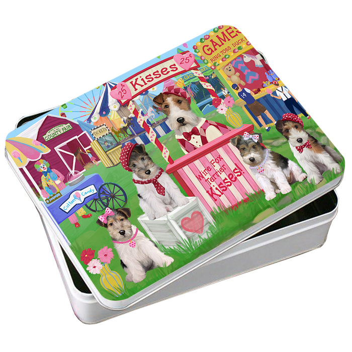 Carnival Kissing Booth Wire Fox Terriers Dog Photo Storage Tin PITN55994