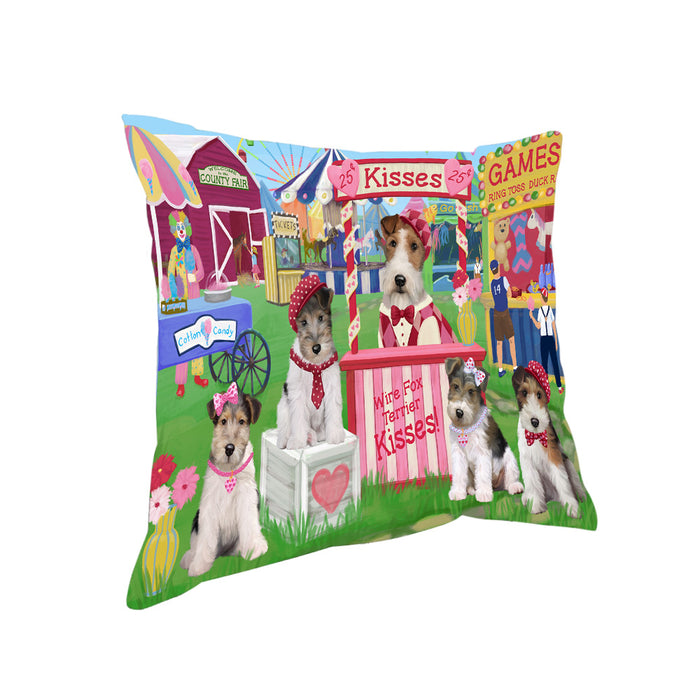 Carnival Kissing Booth Wire Fox Terriers Dog Pillow PIL78496