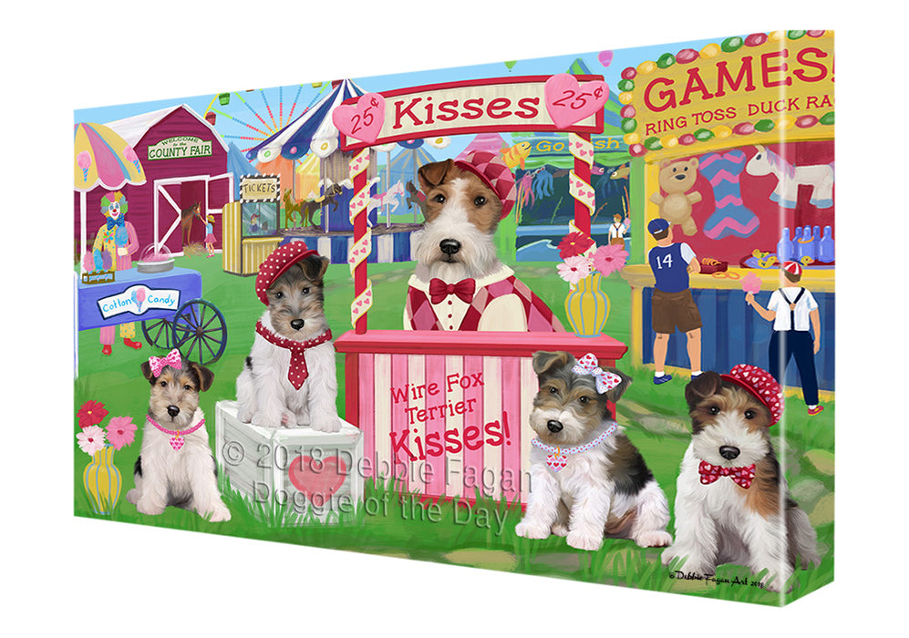 Carnival Kissing Booth Wire Fox Terriers Dog Canvas Print Wall Art Décor CVS126683