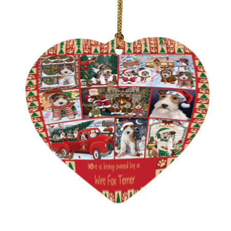 Love is Being Owned Christmas Wire Fox Terrier Dogs Heart Christmas Ornament HPOR57895