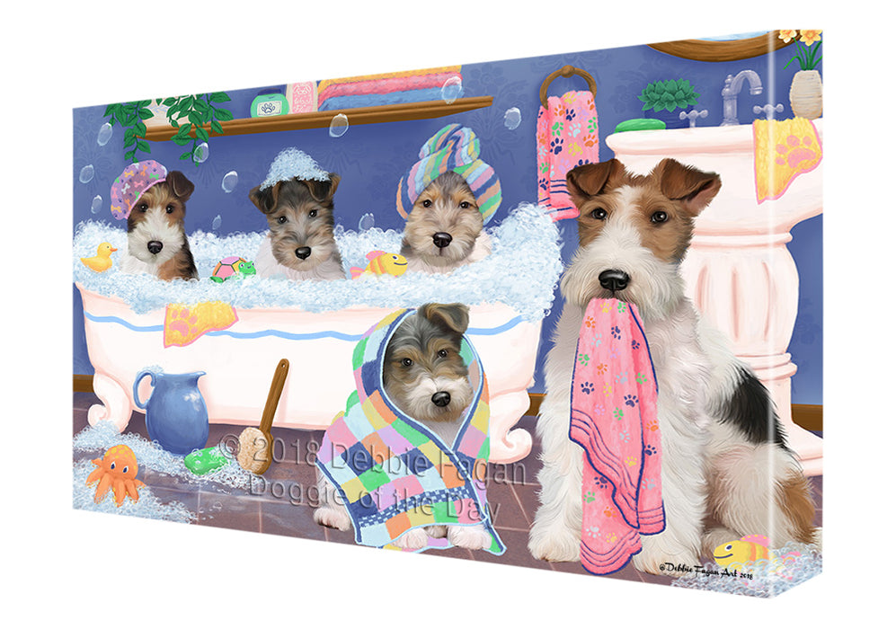 Rub A Dub Dogs In A Tub Wire Fox Terriers Dog Canvas Print Wall Art Décor CVS133748