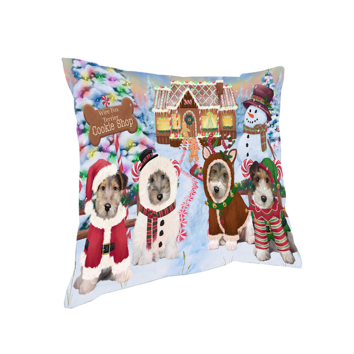 Holiday Gingerbread Cookie Shop Wire Fox Terriers Dog Pillow PIL80824